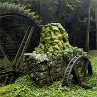 Abandoned forest train route escape