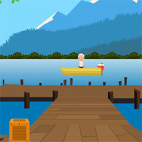 Free online html5 games - Grandma River boat Escape game 