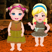 Free online html5 games - Twin Girls War Place Rescue game 