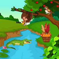 Free online html5 escape games - Crocodile Surrounding The Turkey