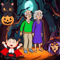Elderly Pair Halloween Land Escape