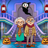 Free online html5 games - Older Pair Escaped Halloween Castle game 