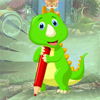 Free online html5 games - Games4King Writing Green Dinosaur Escape game - WowEscape 
