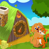Free online html5 games - Games4king Cute Dog And Cat Embracing Escape game 