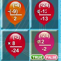Free online html5 games - Math Balloons Integers game 