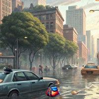 Free online html5 escape games - Flooded Streets