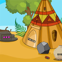Free online html5 games - GenieFunGames Genie Tribal Hut Escape 2 game 
