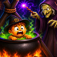 Free online html5 games - Rescue the Boy from the Evil Witch game 